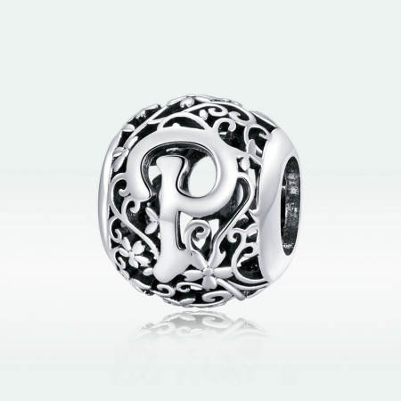 Pandantiv argint litera P floral [4]