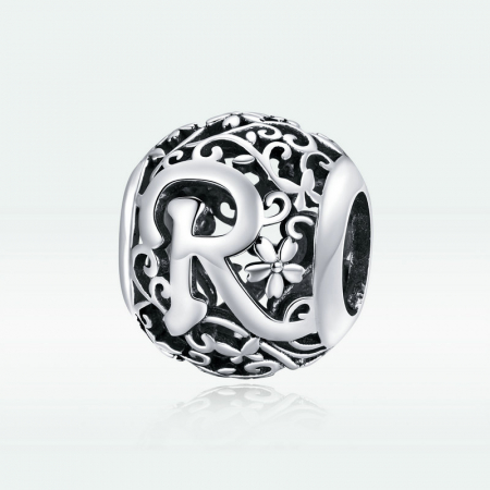 Pandantiv argint litera R floral [4]