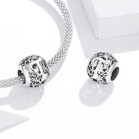 Pandantiv argint litera T floral [3]