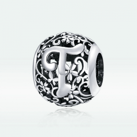 Pandantiv argint litera T floral [4]