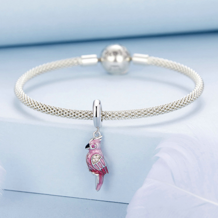 Pandantiv argint papagal roz [3]