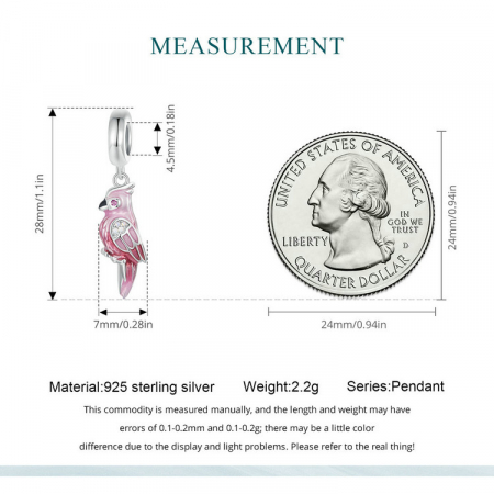 Pandantiv argint papagal roz [6]