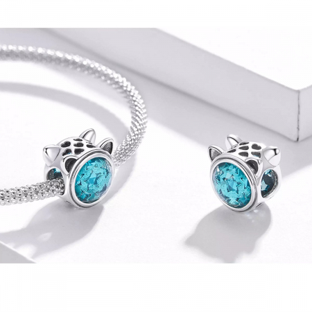 Talisman argint pisicuta cu zirconiu bleu [3]