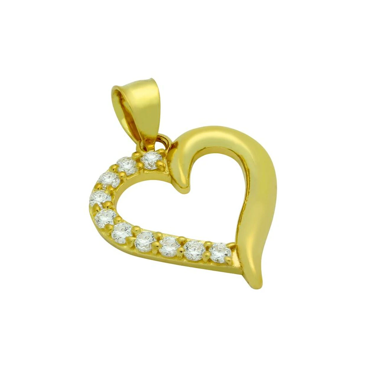 Pandantiv argint placat cu aur in forma de inimioara PSX0379