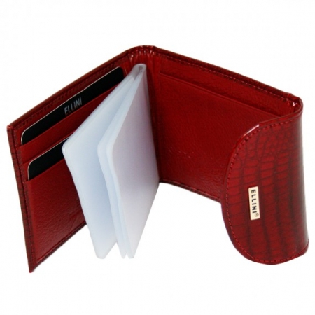 Portcard piele naturala Ellini PCA23 Rosu [2]