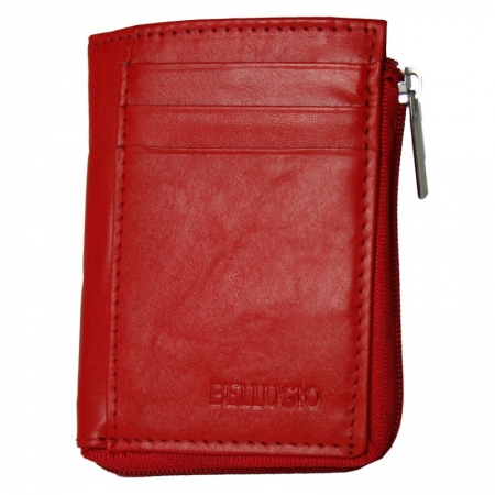 Portcard si Portchei piele naturala Bellugio PCA30 Rosu cu fermoar (miniportofel) [0]