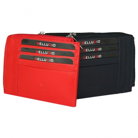 Portcard piele naturala Bellugio PCA32 Bleumarin cu fermoar (miniportofel) [3]