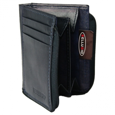 Portcard piele naturala Bellugio PCA31 Bleumarin cu fermoar (miniportofel) [0]