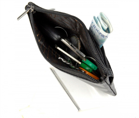 Portchei piele naturala cu 2 compartimente Rovicky, PCH300, Negru [2]