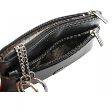 Portchei piele naturala cu 2 compartimente Rovicky, PCH300, Negru [3]