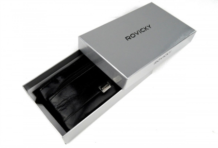 Portchei piele naturala cu 2 compartimente Rovicky, PCH300, Negru [6]