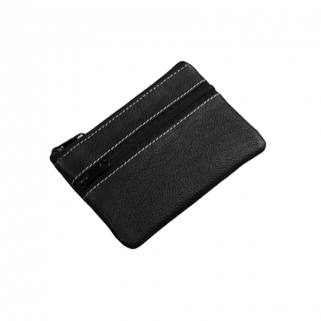Portchei piele naturala cu 2 compartimente, PCH370, Negru