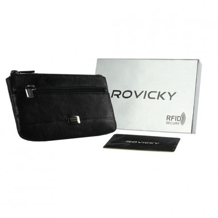 Portchei piele naturala cu 2 compartimente Rovicky, PCH300, Negru [12]