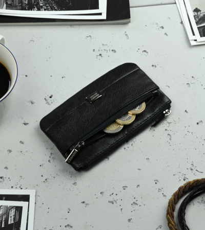 Portchei piele naturala cu 2 compartimente Rovicky, PCH300, Negru [9]