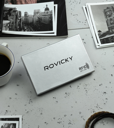 Portchei piele naturala cu 2 compartimente Rovicky, PCH300, Negru [10]