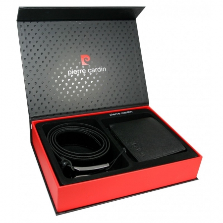 Set cadou barbati din piele naturala, Negru, PORM632 [0]