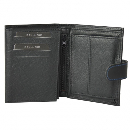 Portofel barbati din piele naturala cu cusatura albastra Bellugio PORMZ011 [1]