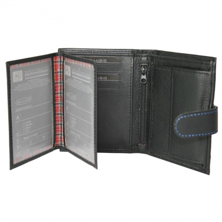 Portofel barbati din piele naturala cu cusatura albastra Bellugio PORMZ011 [2]