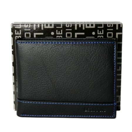 Portofel barbati din piele naturala cu cusatura albastra Bellugio PORMZ012 [4]