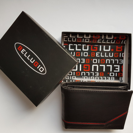 Portofel barbati din piele naturala cu dunguta rosie Bellugio PORMZ007 [5]