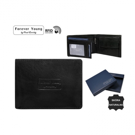 Portofel barbati din piele naturala cu protectie RFID Forever Young PORM622 Negru [2]