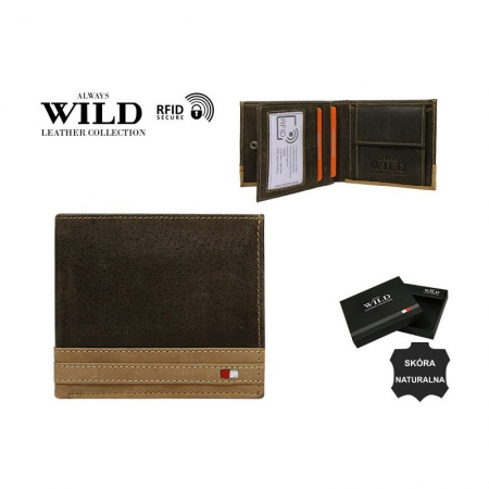 Portofel barbati din piele naturala cu protectie RFID Wild PORM576 Maron [2]