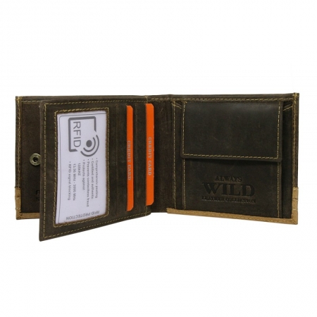 Portofel barbati din piele naturala cu protectie RFID Wild PORM576 Maron [1]