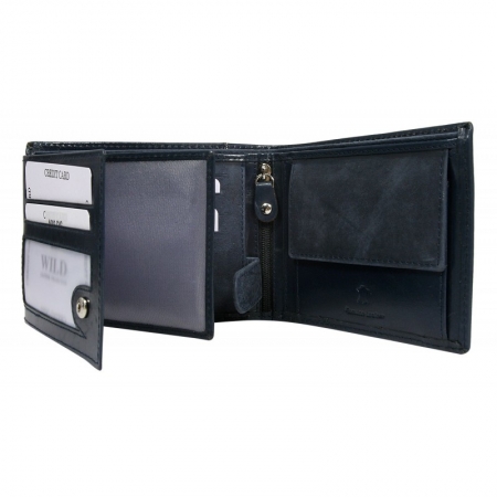 Portofel barbati din piele naturala Wild PORM602 Albastru [1]