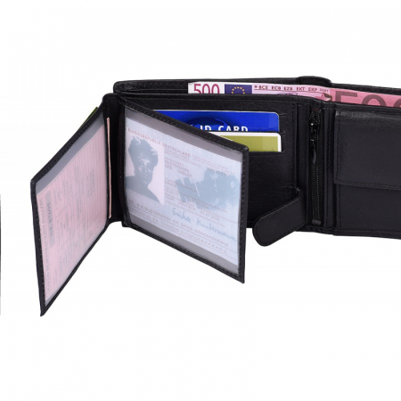 Portofel barbati, PORMG014, piele naturala, Negru, cu RFID [4]