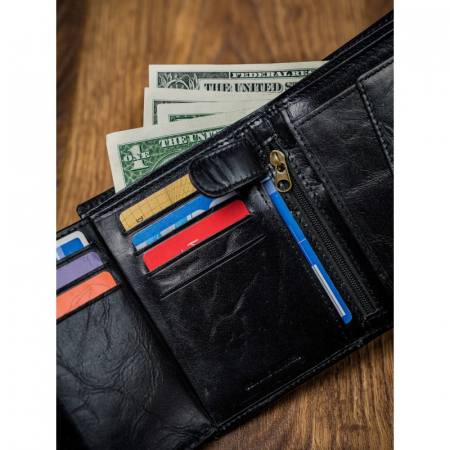 Portofel barbati, PORMG036, piele naturala, Negru, cu RFID [8]