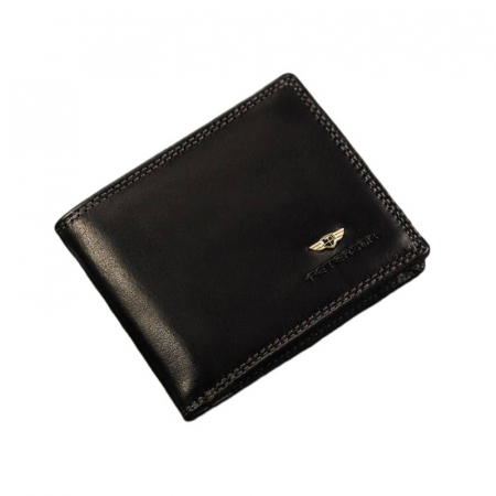 Portofel barbati premium din piele naturala Peterson PORMG206, cu RFID, Negru