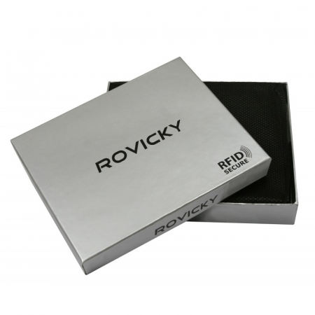 Portofel barbati premium din piele naturala Rovicky PORMG053, cu RFID, Negru [2]