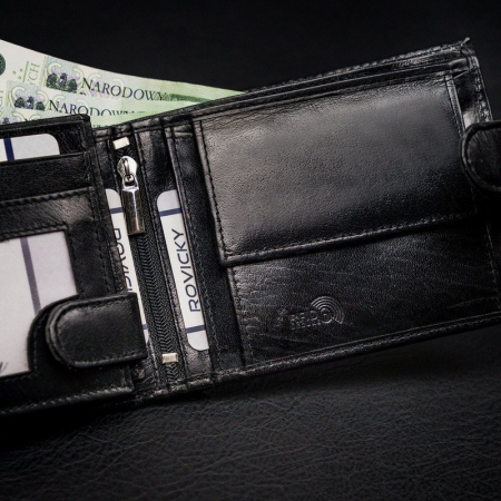 Portofel barbati premium din piele naturala Rovicky PORMG203, cu RFID, Negru [6]