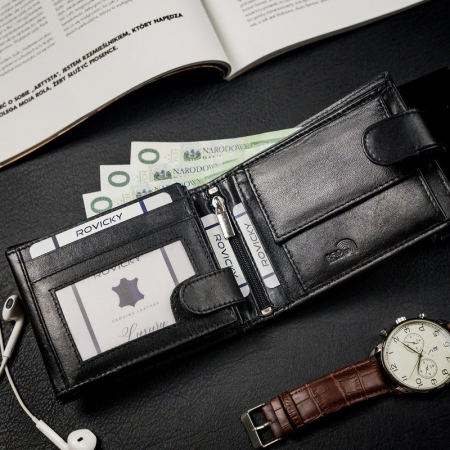 Portofel barbati premium din piele naturala Rovicky PORMG203, cu RFID, Negru [7]
