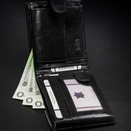 Portofel barbati premium din piele naturala Rovicky PORMG203, cu RFID, Negru [10]