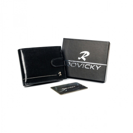 Portofel barbati premium din piele naturala Rovicky PORMG203, cu RFID, Negru [12]