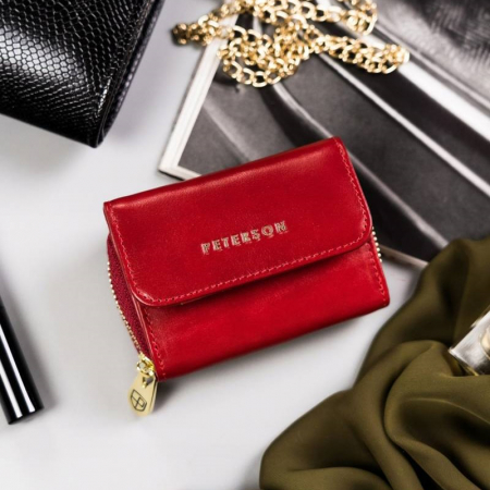 Portofel dama din piele naturala Peterson PORTG512, Rosu, RFID [7]