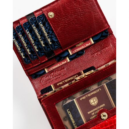 Portofel dama din piele naturala Peterson PORTG515, Rosu, RFID [8]