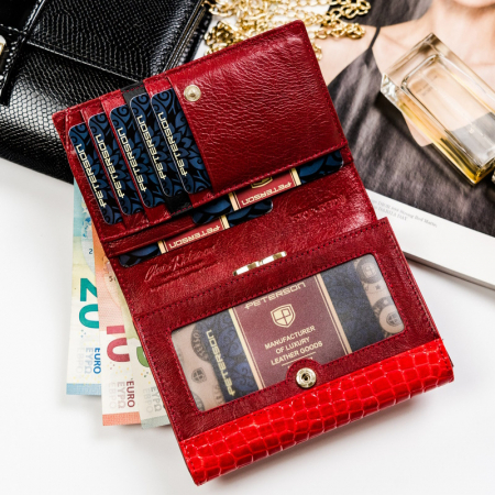 Portofel dama din piele naturala Peterson PORTG515, Rosu, RFID [3]