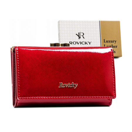 Portofel dama din piele naturala PORTG510, Rosu, Rovicky, RFID [10]