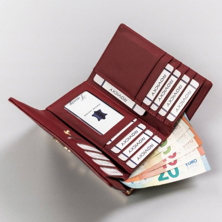 Portofel dama din piele naturala PORTG510, Rosu, Rovicky, RFID [4]