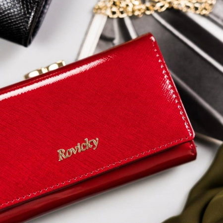 Portofel dama din piele naturala PORTG510, Rosu, Rovicky, RFID [5]