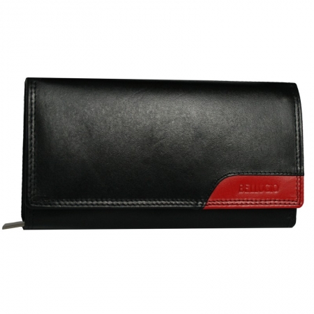 Portofel dama piele naturala Bellugio PORT200 Negru cu Rosu [0]