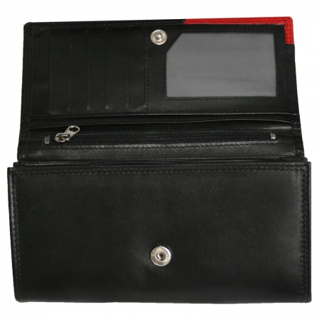 Portofel dama piele naturala Bellugio PORT200 Negru cu Rosu [2]