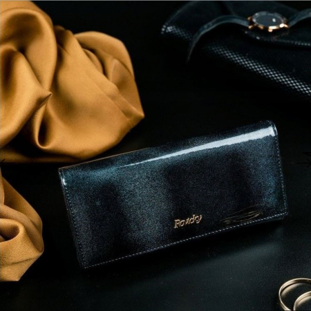 Portofel de lux pentru dama din piele naturala lacuita PORTG004, Negru [7]