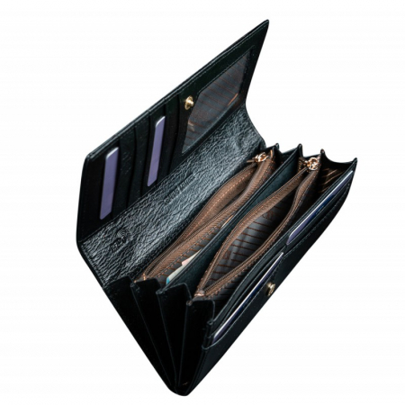Portofel de lux pentru dama din piele naturala lacuita PORTG004, Negru [1]