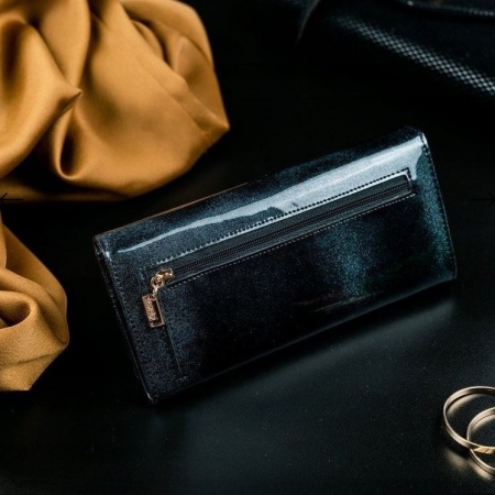 Portofel de lux pentru dama din piele naturala lacuita PORTG004, Negru [6]