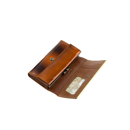 Portofel de lux pentru dama din piele naturala lacuita PORTG007, Maron [1]