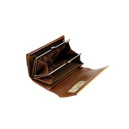 Portofel de lux pentru dama din piele naturala lacuita PORTG007, Maron [3]