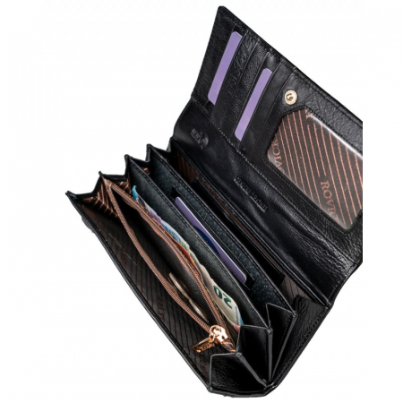 Portofel de lux pentru dama din piele naturala PORTG022, Negru [1]